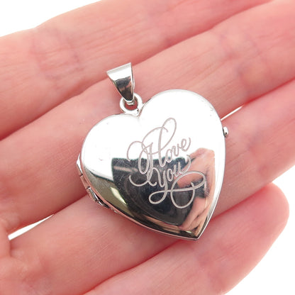 925 Sterling Silver Italy I Love You Heart Locket Charm Pendant