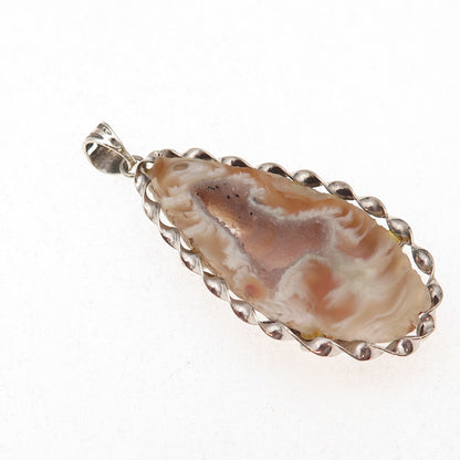 Luli Hamersztein 925 Sterling Silver Vintage Real Druzy Agate Teardrop Pendant