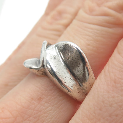 925 Sterling Silver Vintage Mexico Modernist Bypass Oxidized Ring Size 7.5