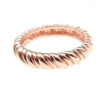 Ross Simons 925 Sterling Silver Rose Gold Plated Twisted Band Ring Size 7