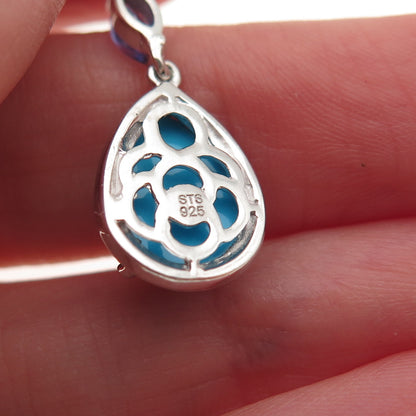 Chuck Clemency 925 Sterling Silver Real Turquoise & Tanzanite Dangle Earrings