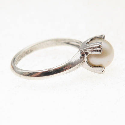 Clark & Coombs 925 Sterling Silver Antique Art Deco Real Pearl Ring Size 5.25