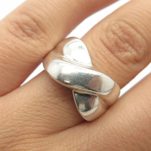 925 Sterling Silver Vintage Wide Crisscross Cocktail Ring Size 8.25