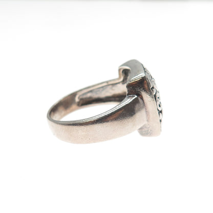 CHAPAL ZENRAY 925 Sterling Silver Vintage Flower Oxidized Ring Size 9.25