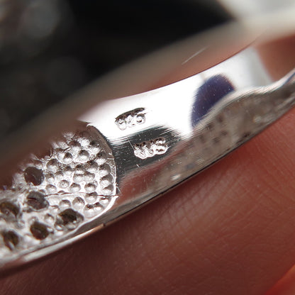 925 Sterling Silver 2-Tone Round-Cut Red & White C Z Heart Ring Size 10.5