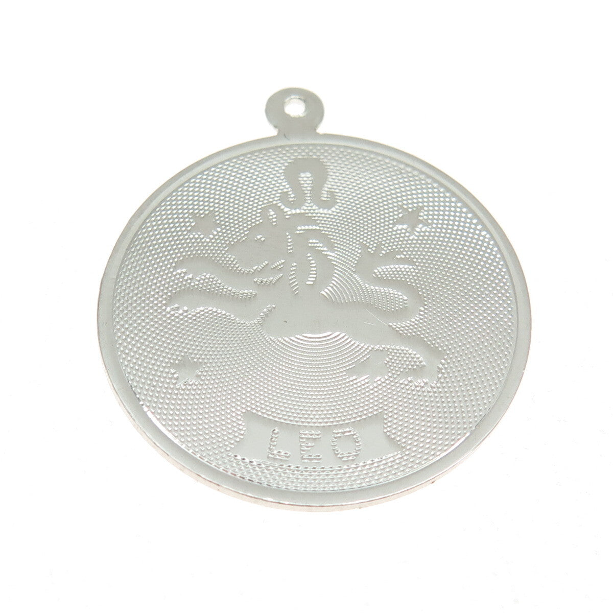 925 Sterling Silver Vintage Leo Zodiac Sign Round Pendant