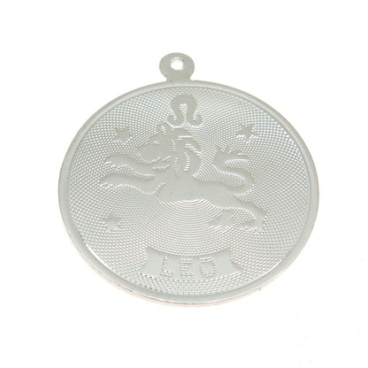 925 Sterling Silver Vintage Leo Zodiac Sign Round Pendant