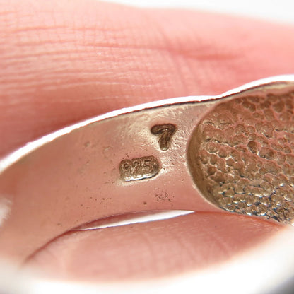 925 Sterling Silver Vintage Ribbed Wide Ring Size 6.5