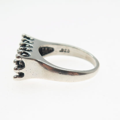 TOUSSIER 925 Sterling Silver Vintage Granulated Oxidized Ring Size 6.75