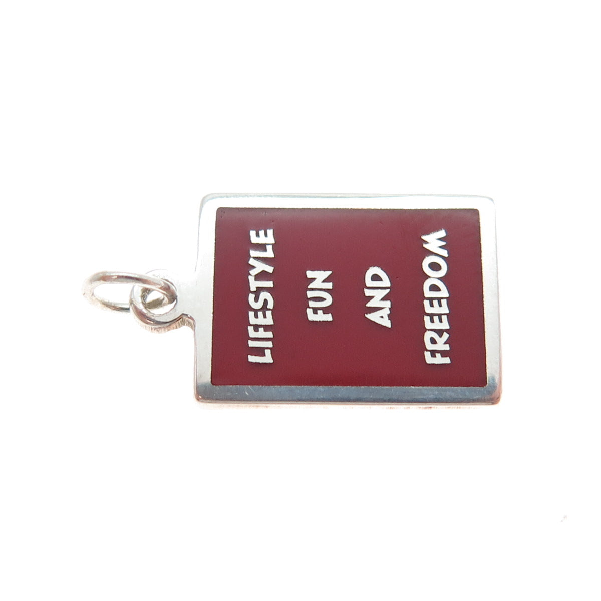 925 Sterling Silver Red Enamel Lifestyle Fun & Freedom Minimalist Charm Pendant
