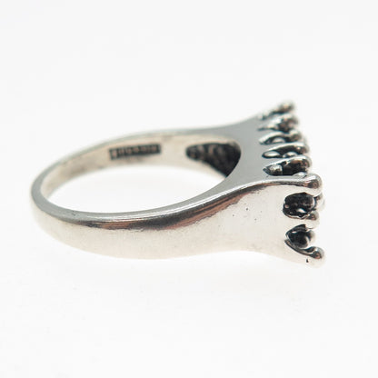TOUSSIER 925 Sterling Silver Vintage Granulated Oxidized Ring Size 6.75