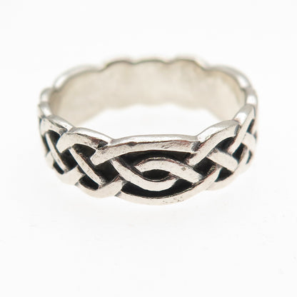 Peter Stone Sterling Silver Vintage Celtic Woven Oxidized Band Ring Size 8.25