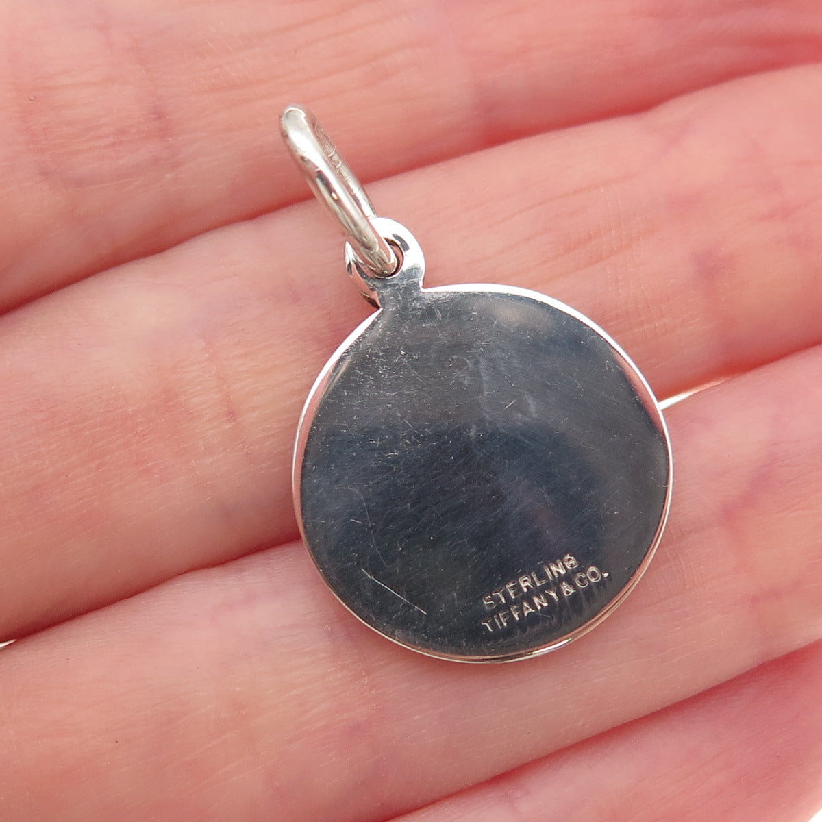Tiffany & Co. 925 Sterling Silver Vintage Refco Logo Round Tag Charm Pendant