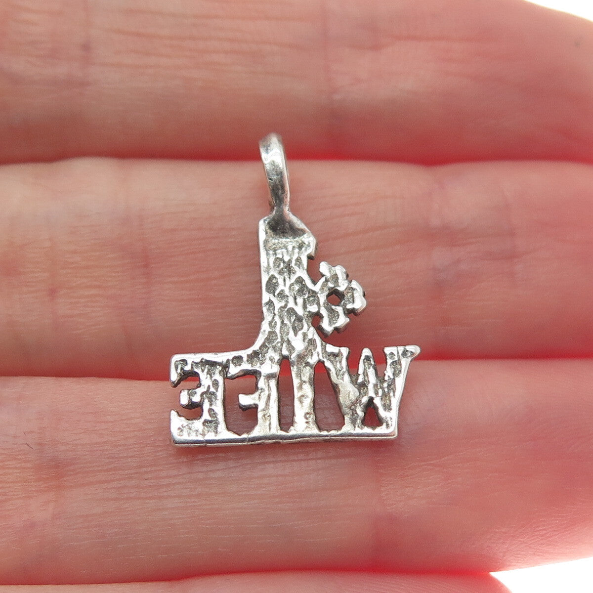 925 Sterling Silver Vintage "#1 Wife" Minimalist Charm Pendant