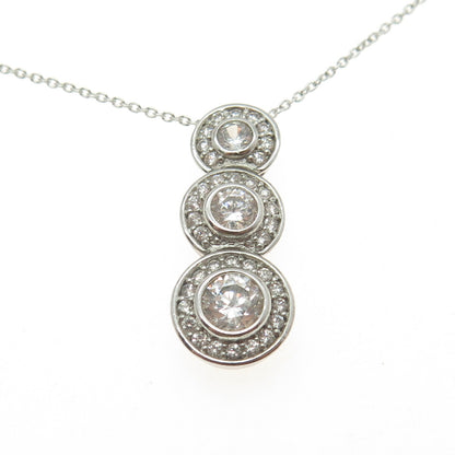 925 Sterling Silver Round-Cut C Z Drop Cable Chain Necklace 18-20"