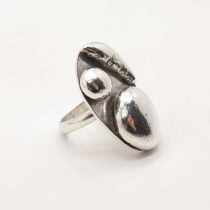 925 Sterling Silver Vintage Modernist Ring Size 5.75