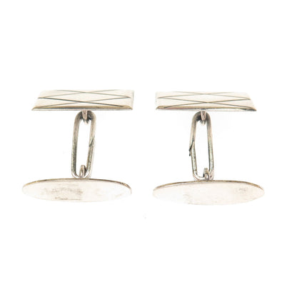925 Sterling Silver Vintage Israel Modernist Geometric Cufflinks