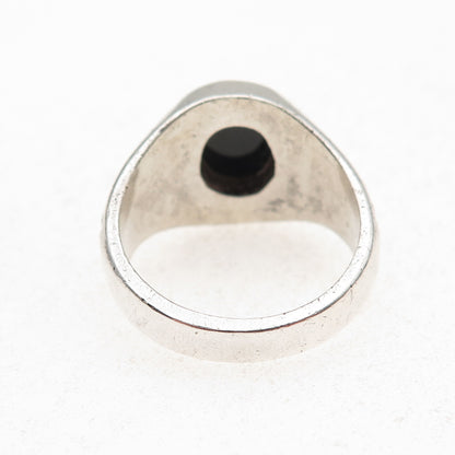Emmons 925 Sterling Silver Vintage Real Black Onyx Oxidized Ring Size 10