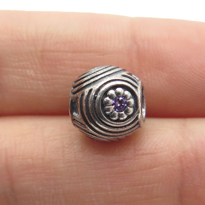 PANDORA 925 Sterling Silver Lavender C Z Hypnotic Circles Oxidized Bead Charm