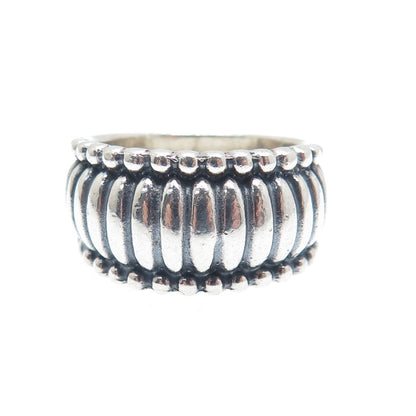 925 Sterling Silver Vintage Modernist Shell Oxidized Ring Size 6.75
