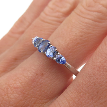 Chuck Clemency 925 Sterling Silver Real Oval & Pear-Cut Tanzanite Ring Size 8