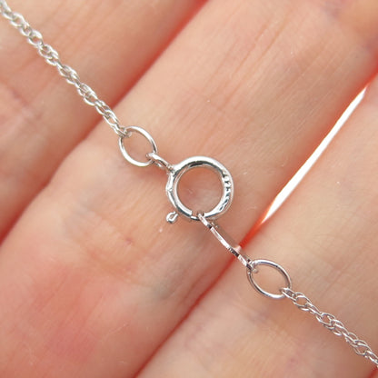 925 Sterling Silver Real White & Light Blue Topaz Singapore Chain Necklace 18"