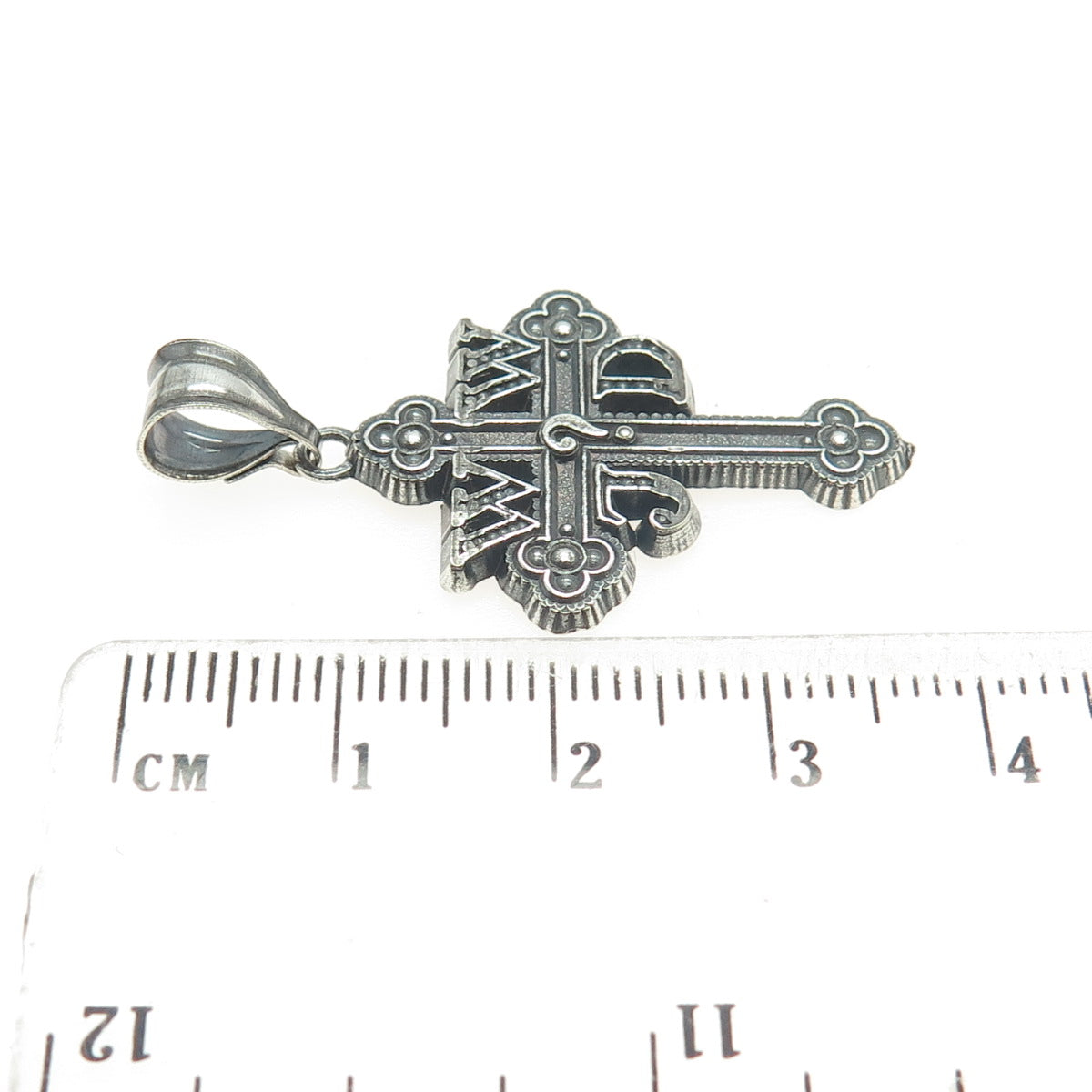 925 Sterling Silver Vintage What Would Jesus Do Cross Oxidized Pendant