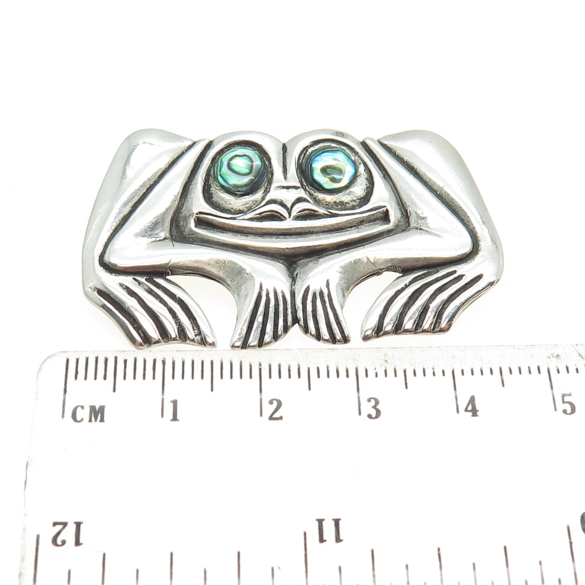 OWEN WALKER 925 Sterling Silver Vintage Abalone Shell Frog Modernist Pin Pendant