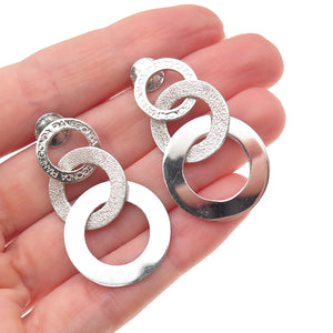 Pianegonda 925 Sterling Silver Italy Interlocked Circle Dangle Earrings