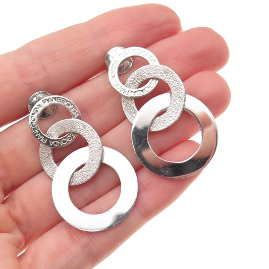 Pianegonda 925 Sterling Silver Italy Interlocked Circle Dangle Earrings