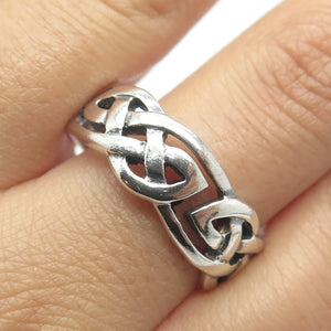 925 Sterling Silver Vintage Celtic Band Ring Size 12.5