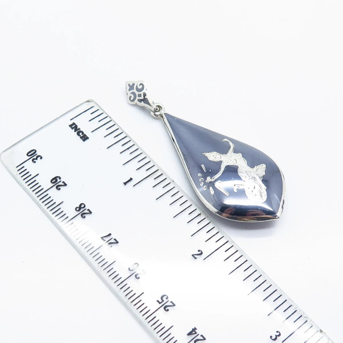 925 Sterling Silver Vintage Niello Hindu Goddess Pendant