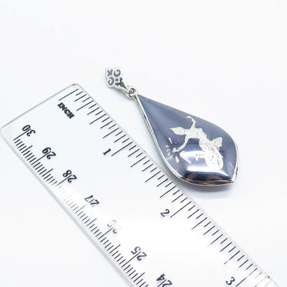 925 Sterling Silver Vintage Niello Hindu Goddess Pendant