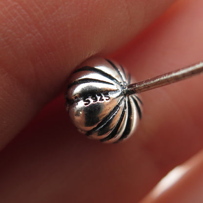 925 Sterling Silver Faux Pearl Oxidized Stud Earrings