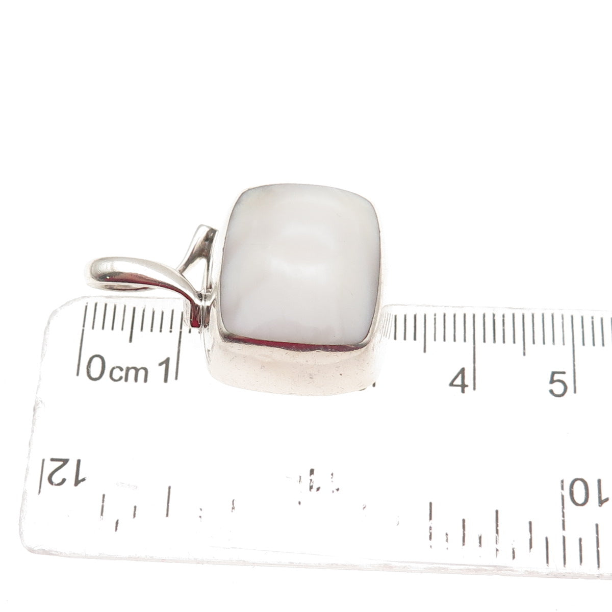 925 Sterling Silver Vintage Mexico Real MOP Modernist Charm Pendant
