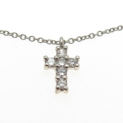925 Sterling Silver Round-Cut C Z Cross Cable Chain Necklace 18-20"