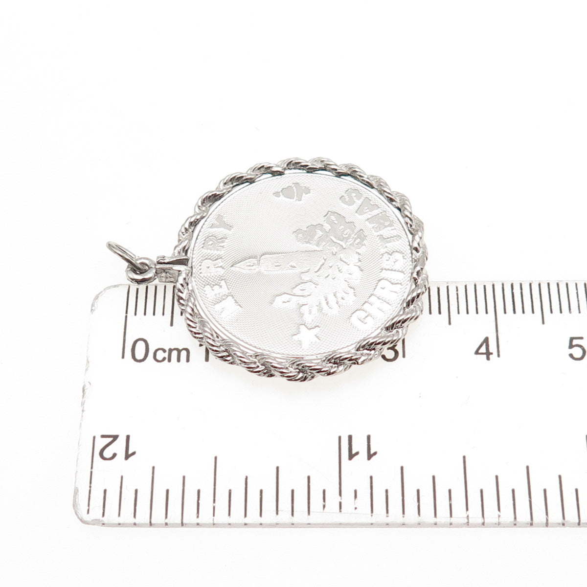 JAY POSON 925 Sterling Silver Vintage Merry Christmas Candle Charm Pendant