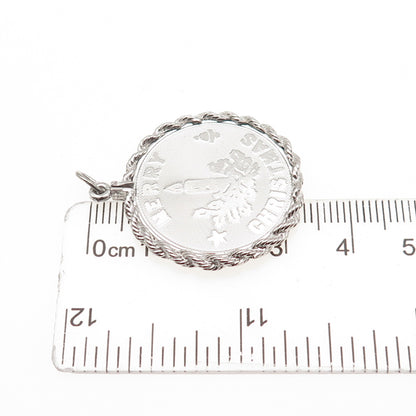 JAY POSON 925 Sterling Silver Vintage Merry Christmas Candle Charm Pendant