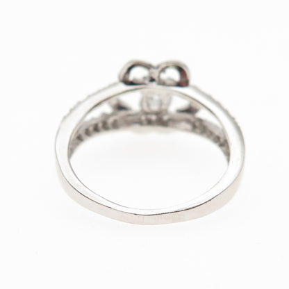 925 Sterling Silver Round-Cut C Z Flower Ring Size 6.25