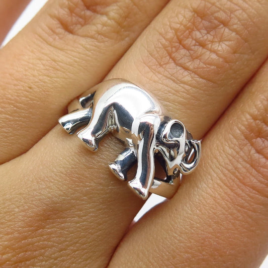 925 Sterling Silver Vintage Elephant For Good Luck Ring Size 7.25