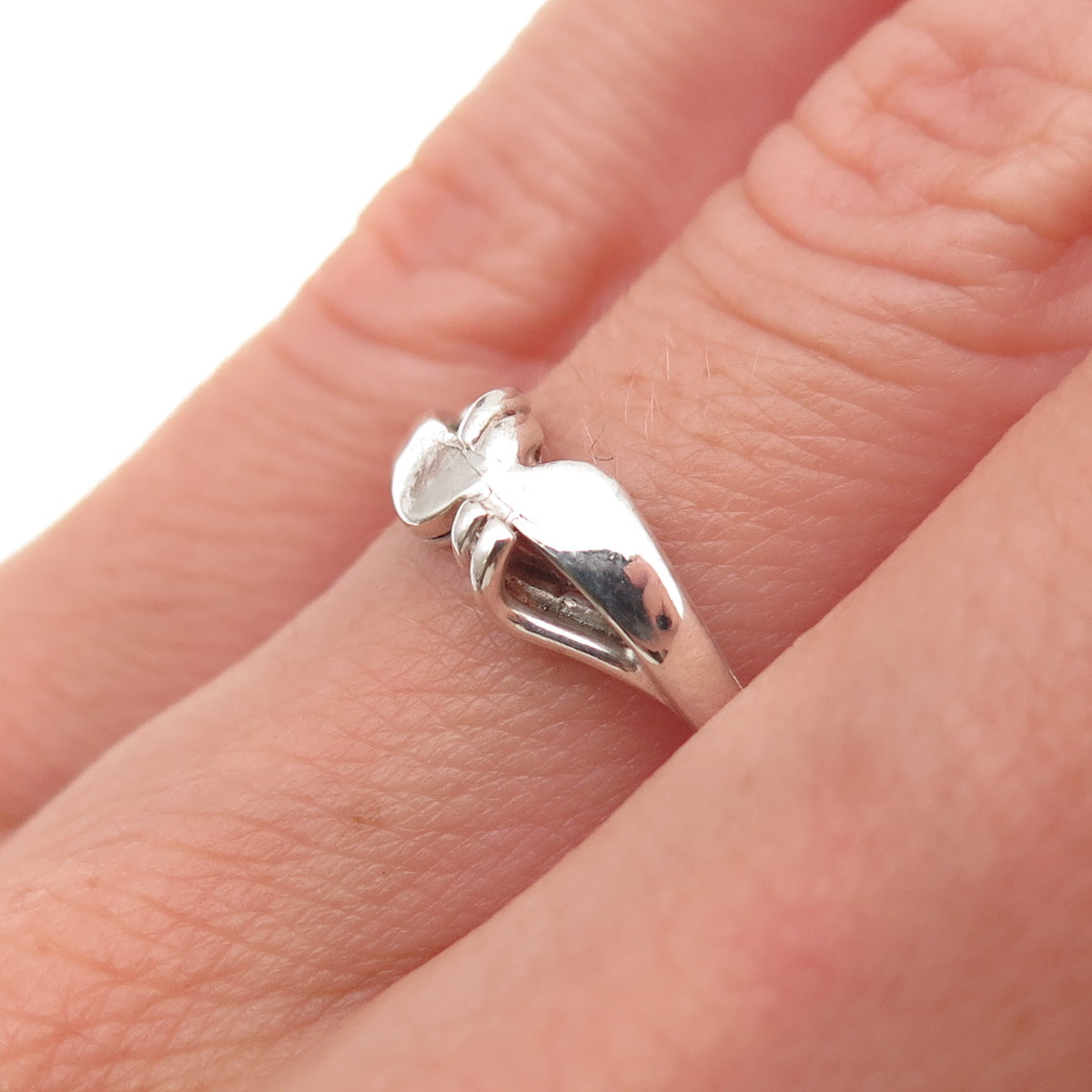 925 Sterling Silver Vintage Modernist Oxidized Ring Size 5.5