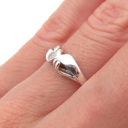 925 Sterling Silver Vintage Modernist Oxidized Ring Size 5.5