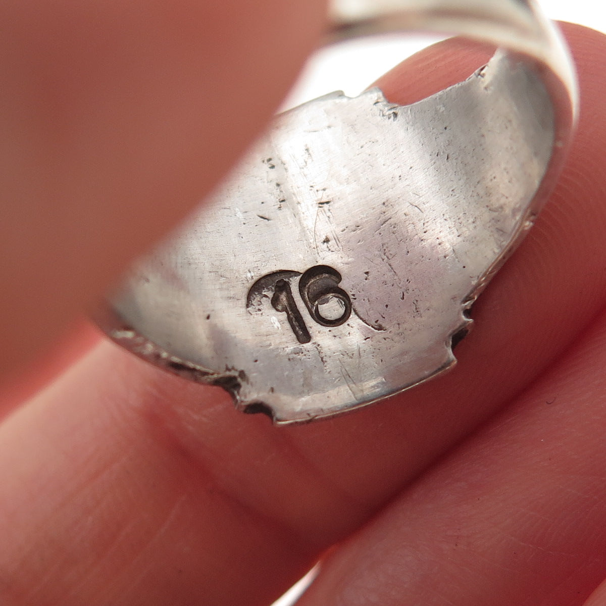 925 Sterling Silver Antique Art Deco Enamel Brahma Kumaris Ring Size 7.25
