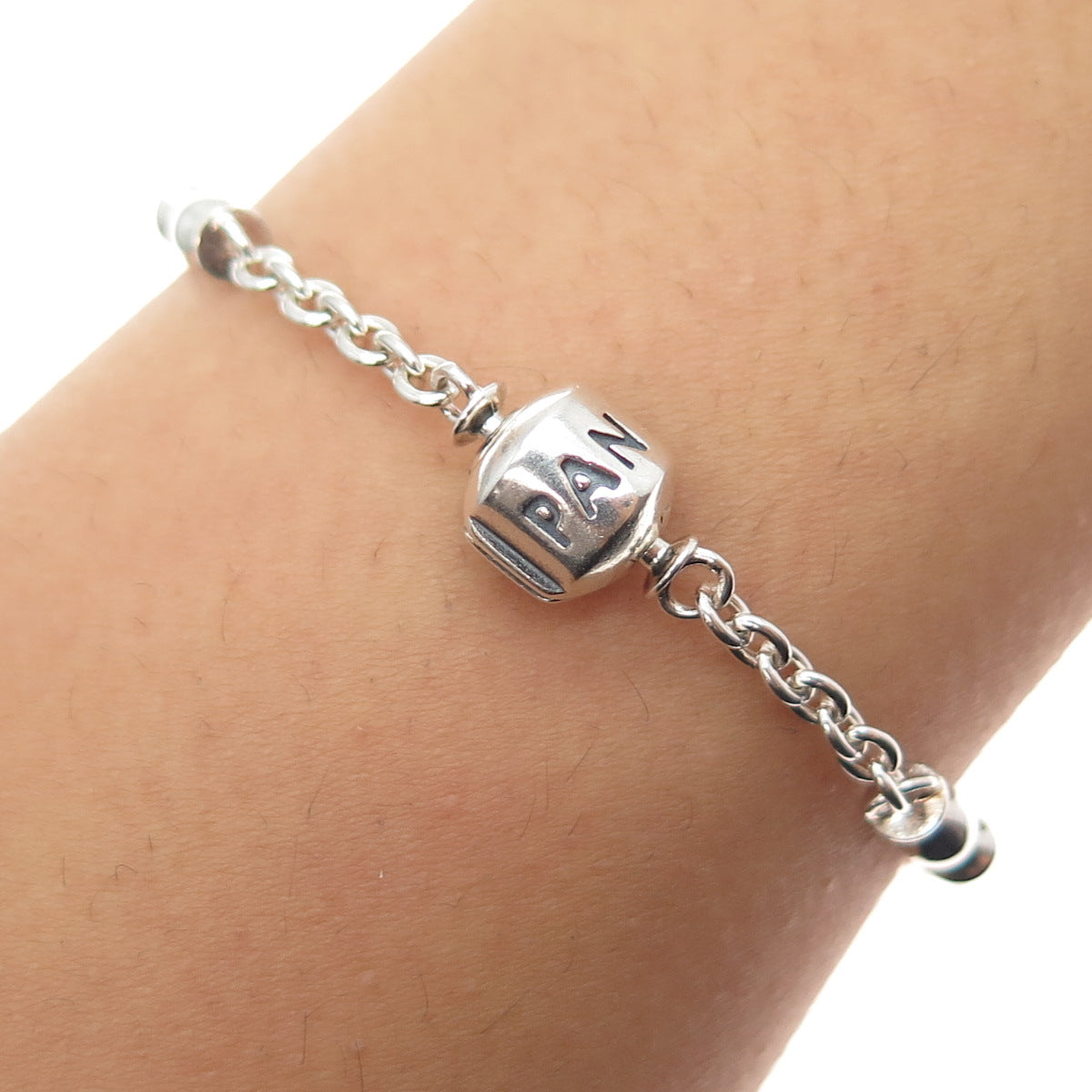 PANDORA 925 Sterling Silver Station Clip Capture Bracelet 7"