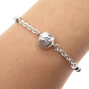 PANDORA 925 Sterling Silver Station Clip Capture Bracelet 7"