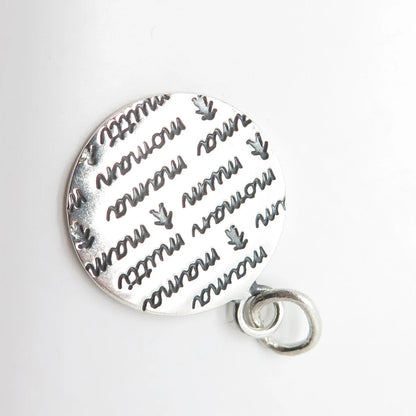 925 Sterling Silver Vintage "mama mama mama" Round Medal Pendant