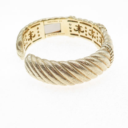 Judith Ripka 925 Sterling Silver Gold Plated C Z Heavy 73.0g Cuff Bracelet 7.25"