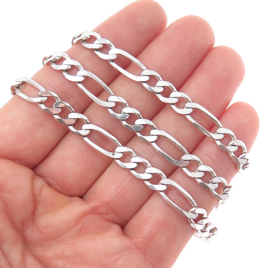 HAN 925 Sterling Silver Vintage Italy Figaro Chain Necklace 24"
