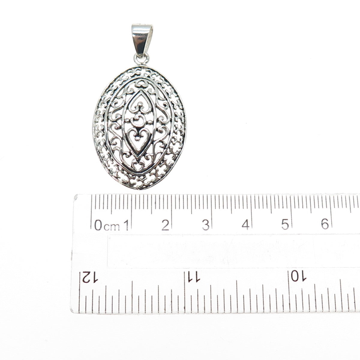 925 Sterling Silver Vintage Ornate Heart Charm Pendant