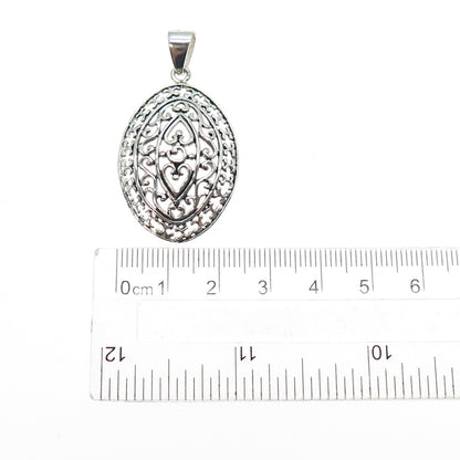 925 Sterling Silver Vintage Ornate Heart Charm Pendant